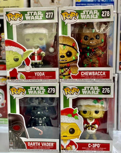 X 4 Star Wars Holiday Funko POPS! (Box Damage) Auction (Reserved for Auction Winner)