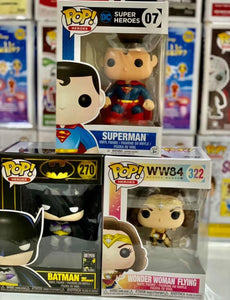 x 3 DC Comics Funko POPS! (Box Damage) Auction  (Reserved for Auction Winner)